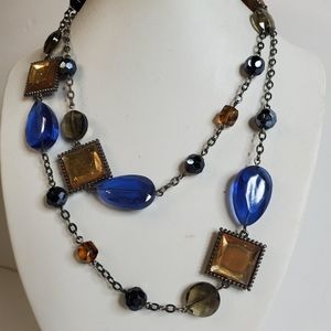 Lia Sophia Blue and Yellow Beaded Necklace